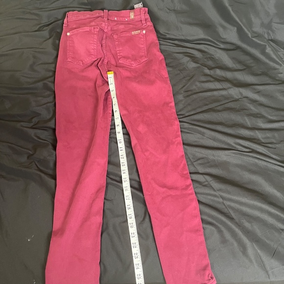 7 For All Mankind High Waist Ankle Red Skinny Jeans - Picture 10 of 11